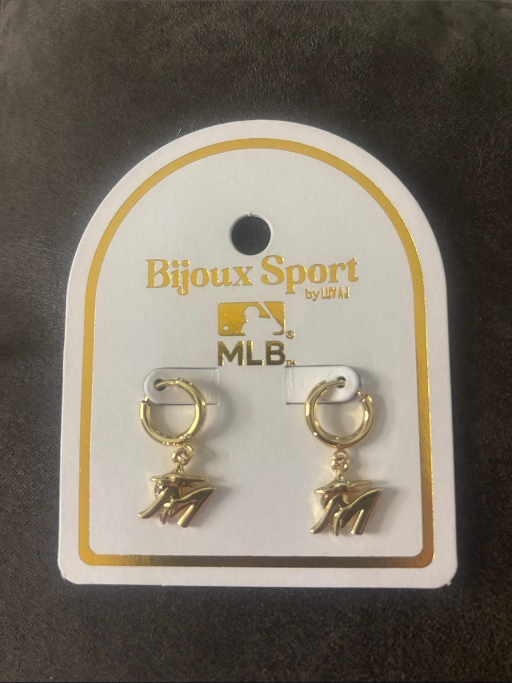 MLB Bijoux Sport Gold Hoop/stud Earrings with Dangle Logo